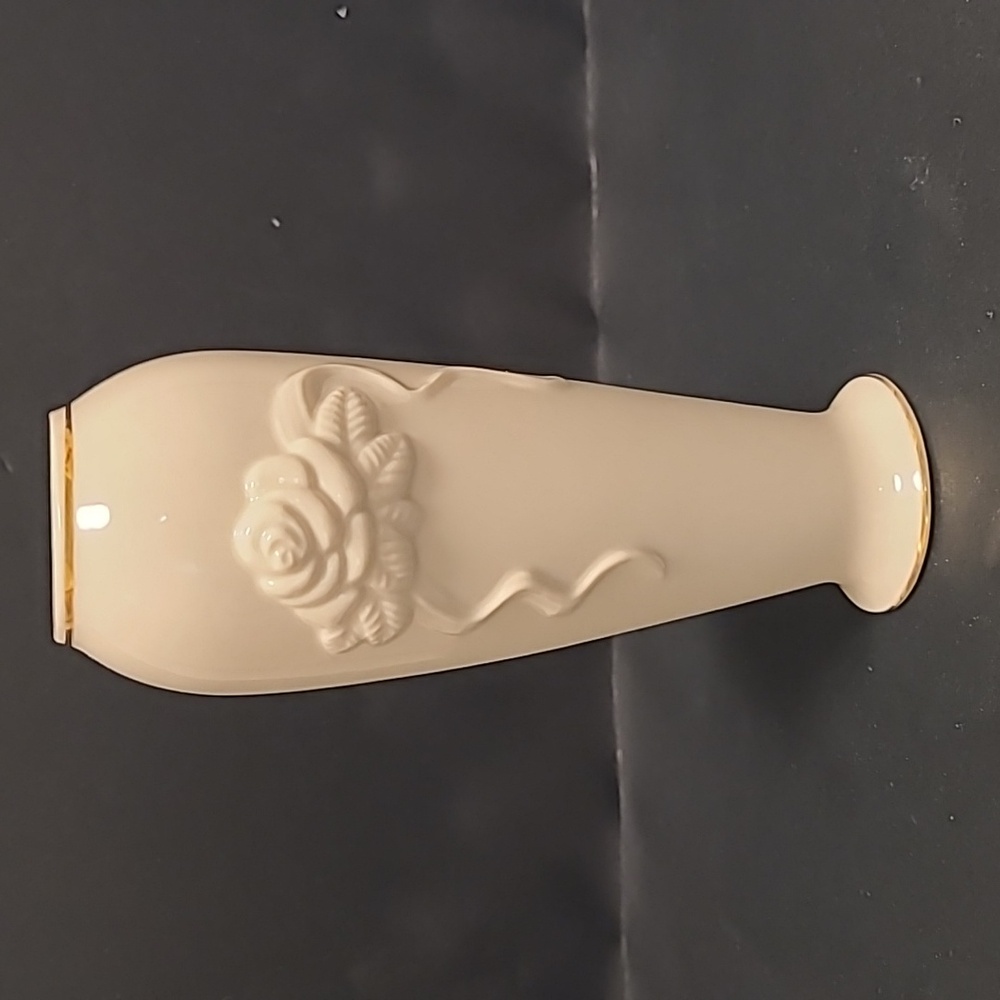 Lenox Embossed Rose Bud Vase with Gold Trim